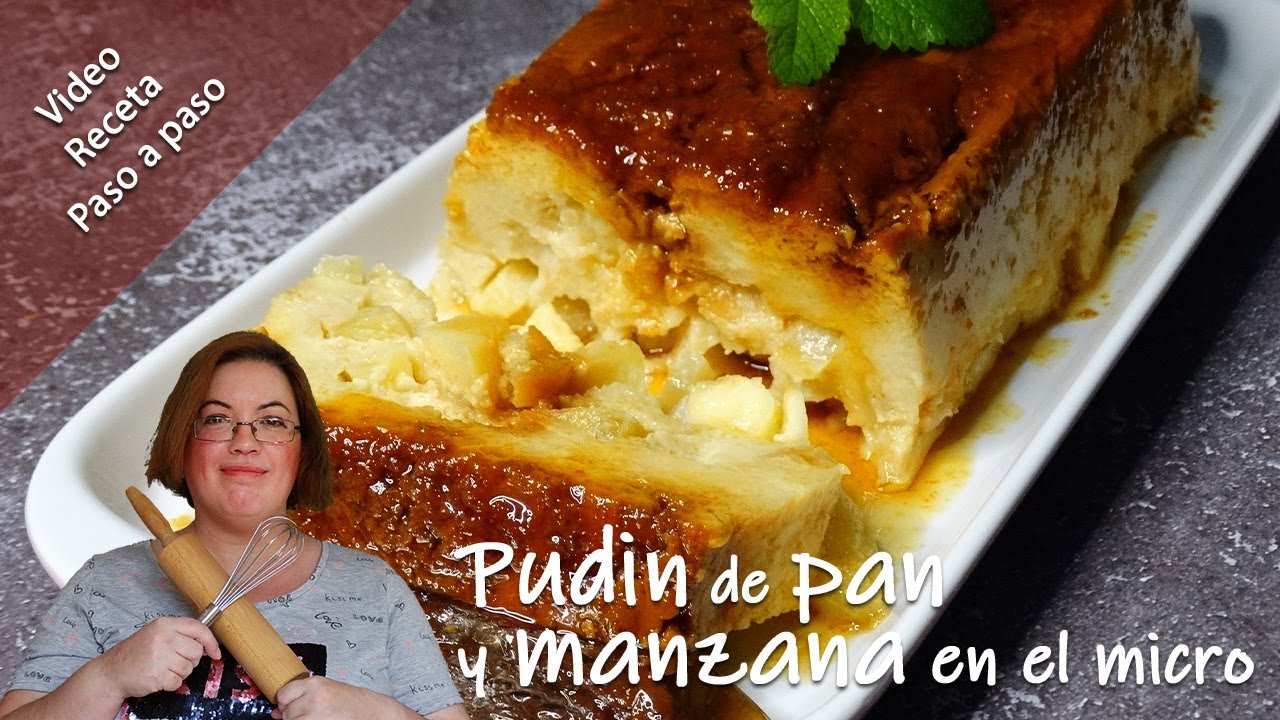 Cocinar Pudin de Pan y Manzana en Microondas Receta Fácil