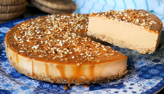 tarta de queso con dulce de leche usando Thermomix